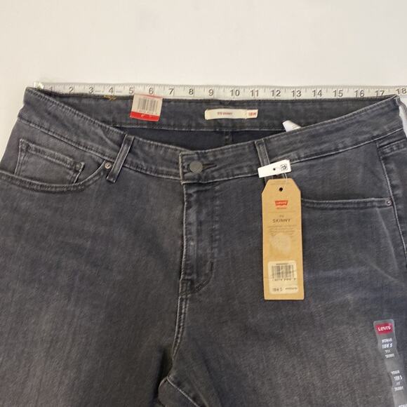 Levi’s 711 Skinny Gray Denim Jean w/Bleach Splatter Mid Rise Slim Fit NWT Sz18WS - Picture 8 of 13